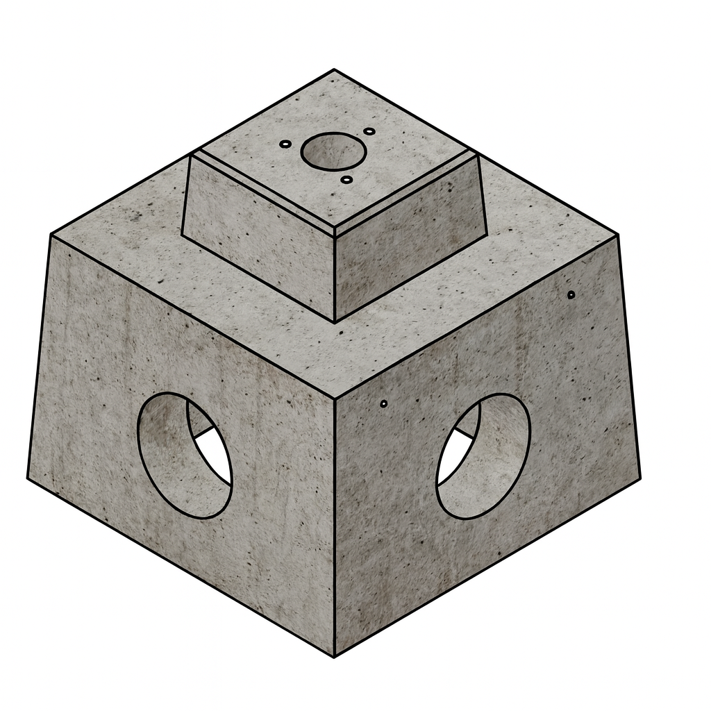 Betonfertigfundament für ChargePoint CP6000 AC-Ladesäule 650x650x600 mm