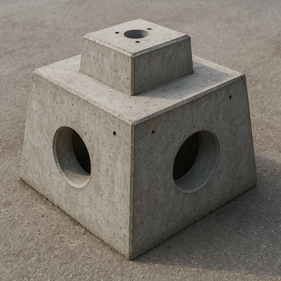 Betonfertigfundament für ChargePoint CP6000 AC-Ladesäule 650x650x600 mm