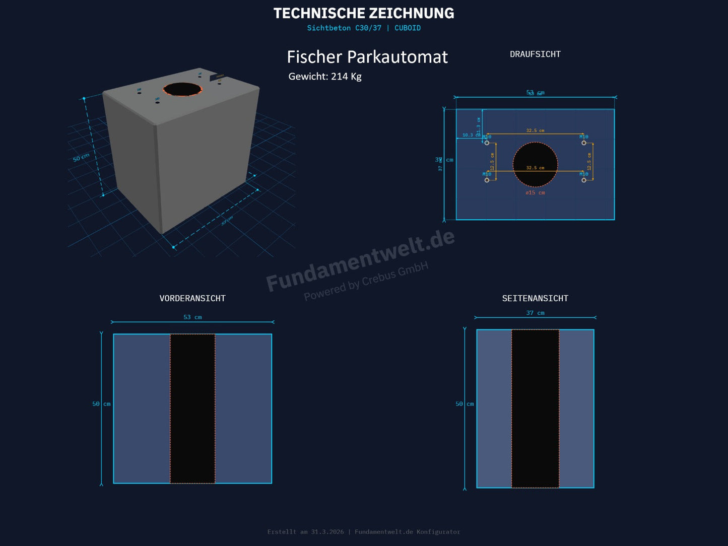 Fischer Fundament CT 500 Parkautomat