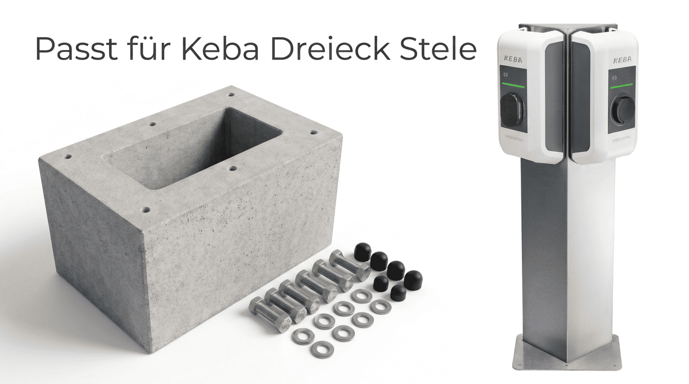Fertigbetonfundament für KEBA KeContact P20/P30 V3 Doppel Dreieck Standfuß