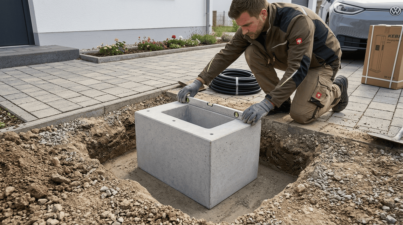 Fertigbetonfundament für KEBA KeContact P20/P30 V3 Doppel Dreieck Standfuß