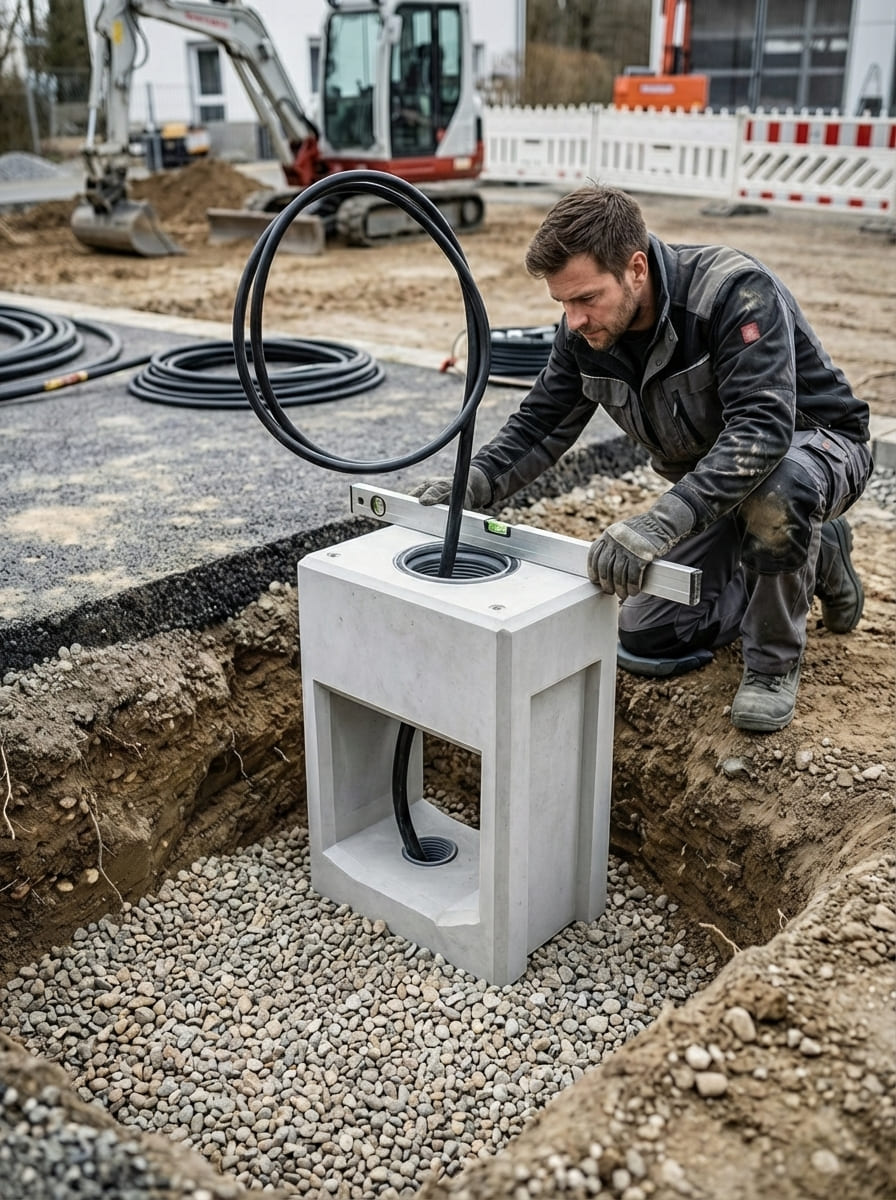 Betonfundament für Alfen Ladestationen – Sicherer Stand für Eve & PG-Line